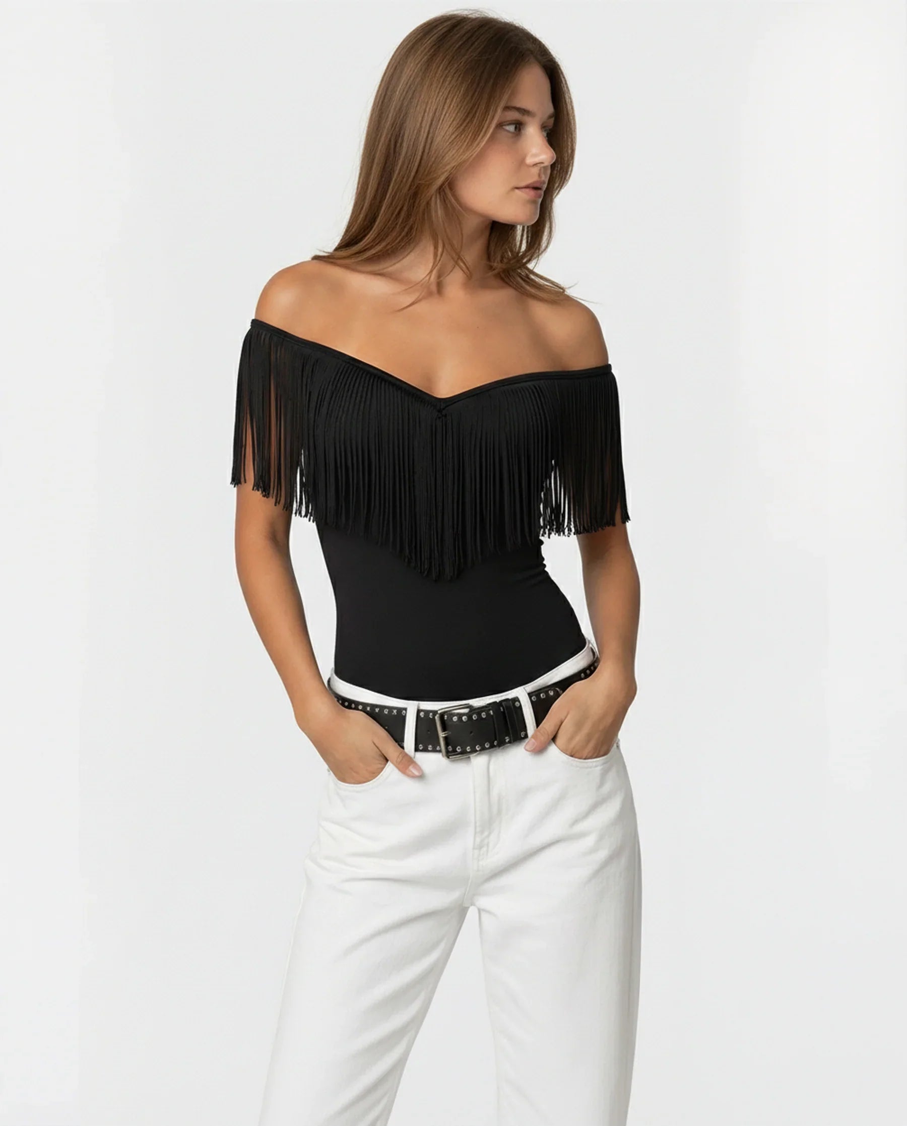 Black Fringe Top