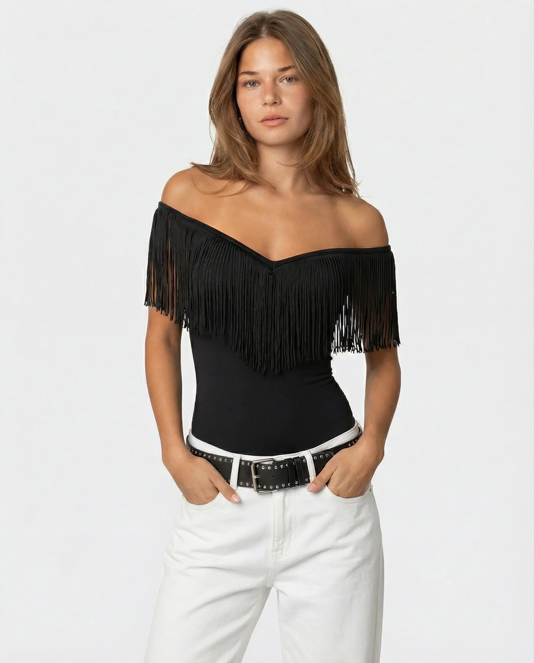 Black Fringe Top